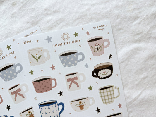Grandma's Mugs Sticker Sheet