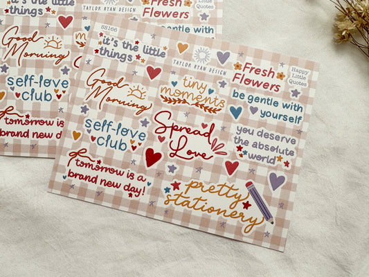 Happy Little Quotes Sticker Sheet