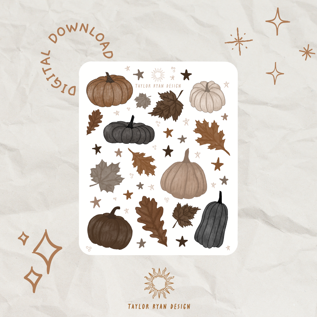 *PRINTABLE* Pumpkins & Leaves Sticker Sheet