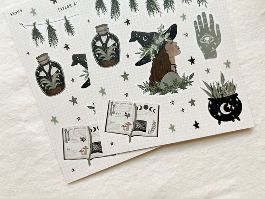Green Witch Sticker Sheet