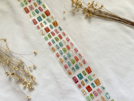 Colorful Letters & Numbers PET Tape (PRE-CUT)