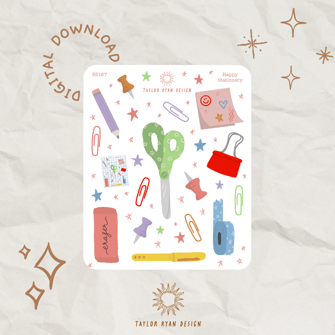 *PRINTABLE* Happy Stationery Sticker Sheet
