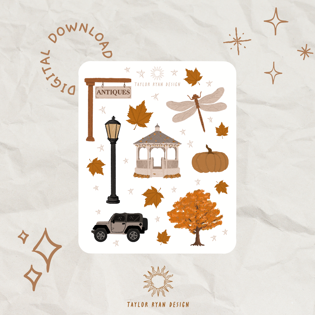 *PRINTABLE* Small Town Autumn Sticker Sheet
