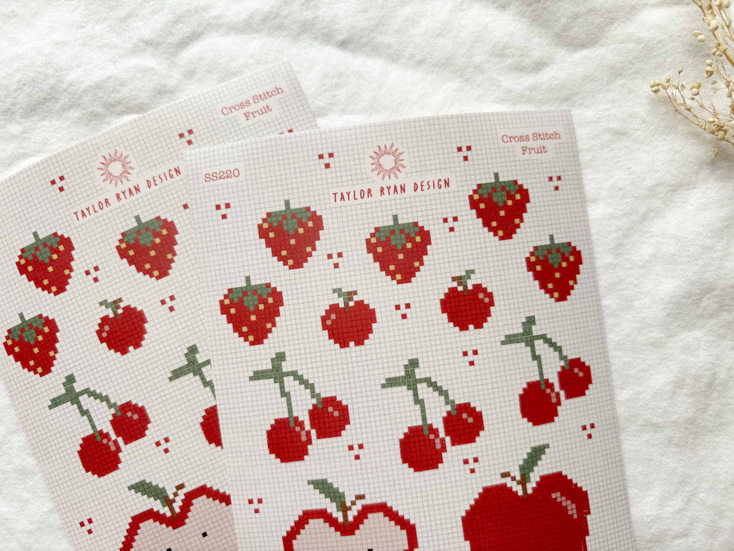 Cross Stitch Fruit Sticker Sheet