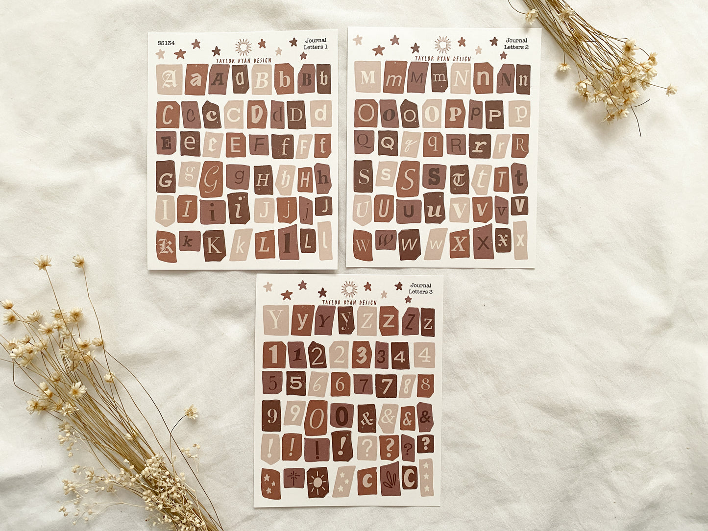 *PRINTABLE* Rosy Journal Letters Sticker Sheet (no Cricut file)