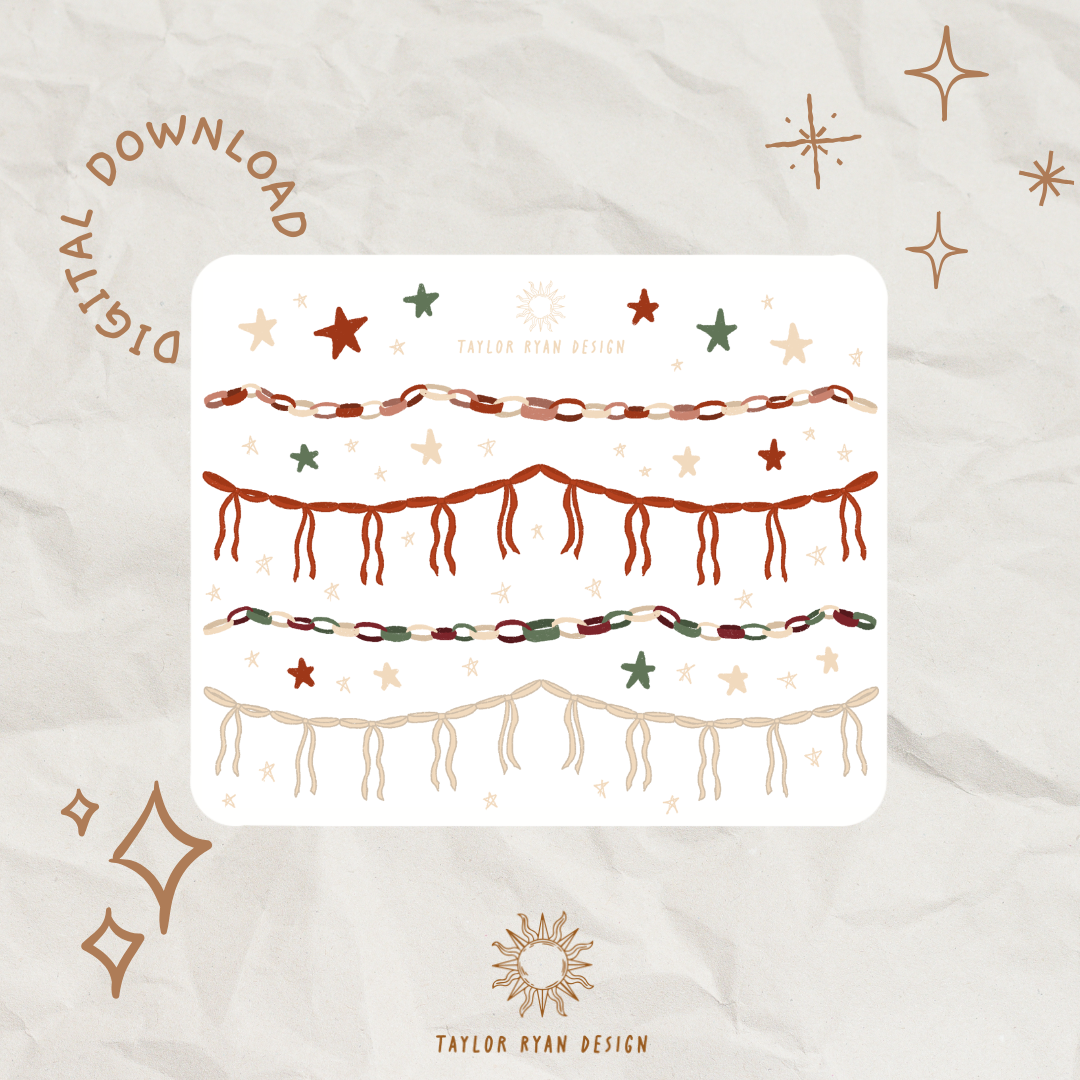 *PRINTABLE* Holiday Garlands Sticker Sheet