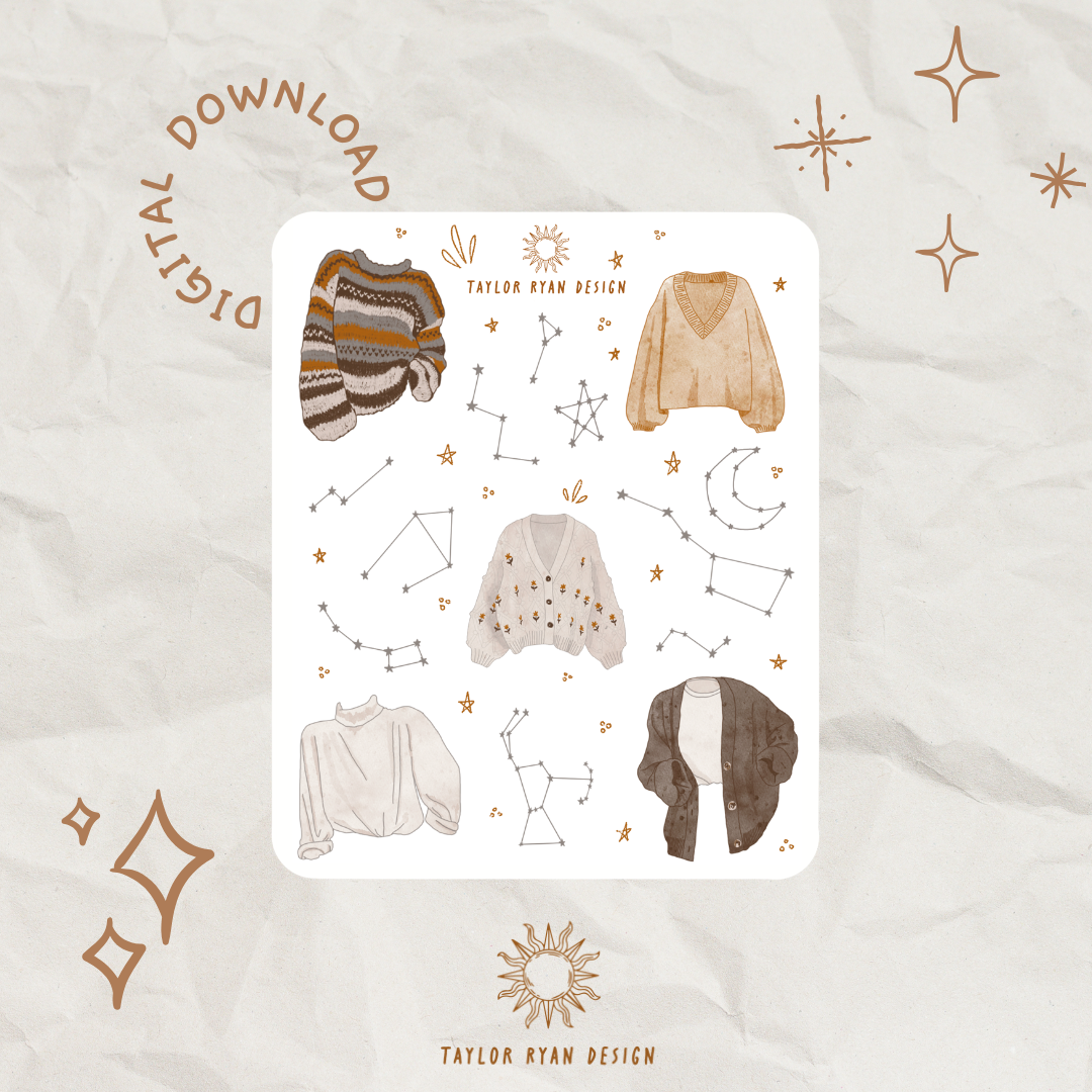 *PRINTABLE* Cozy Sweaters Sticker Sheet