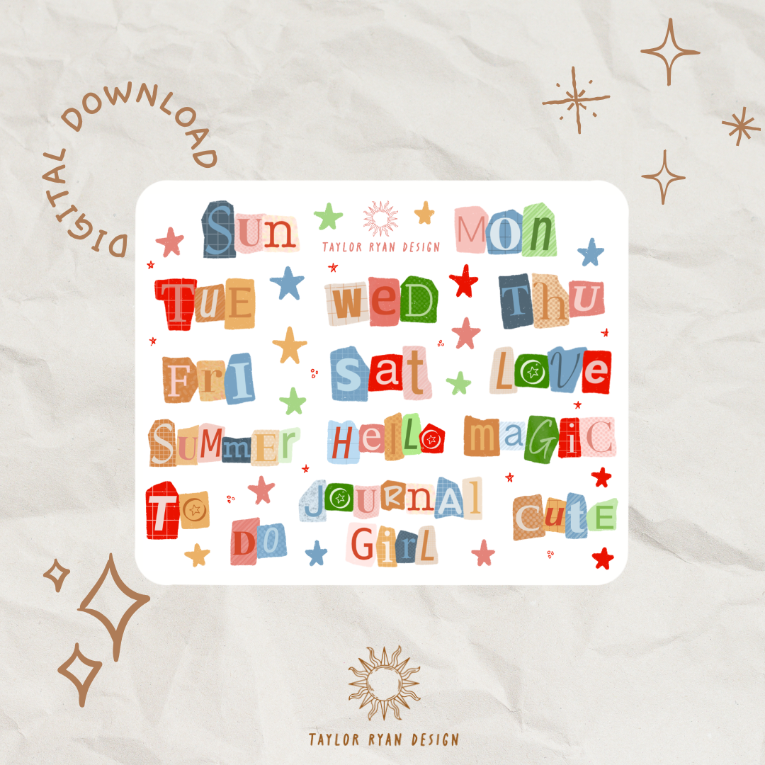 *PRINTABLE* Summer Words Sticker Sheet