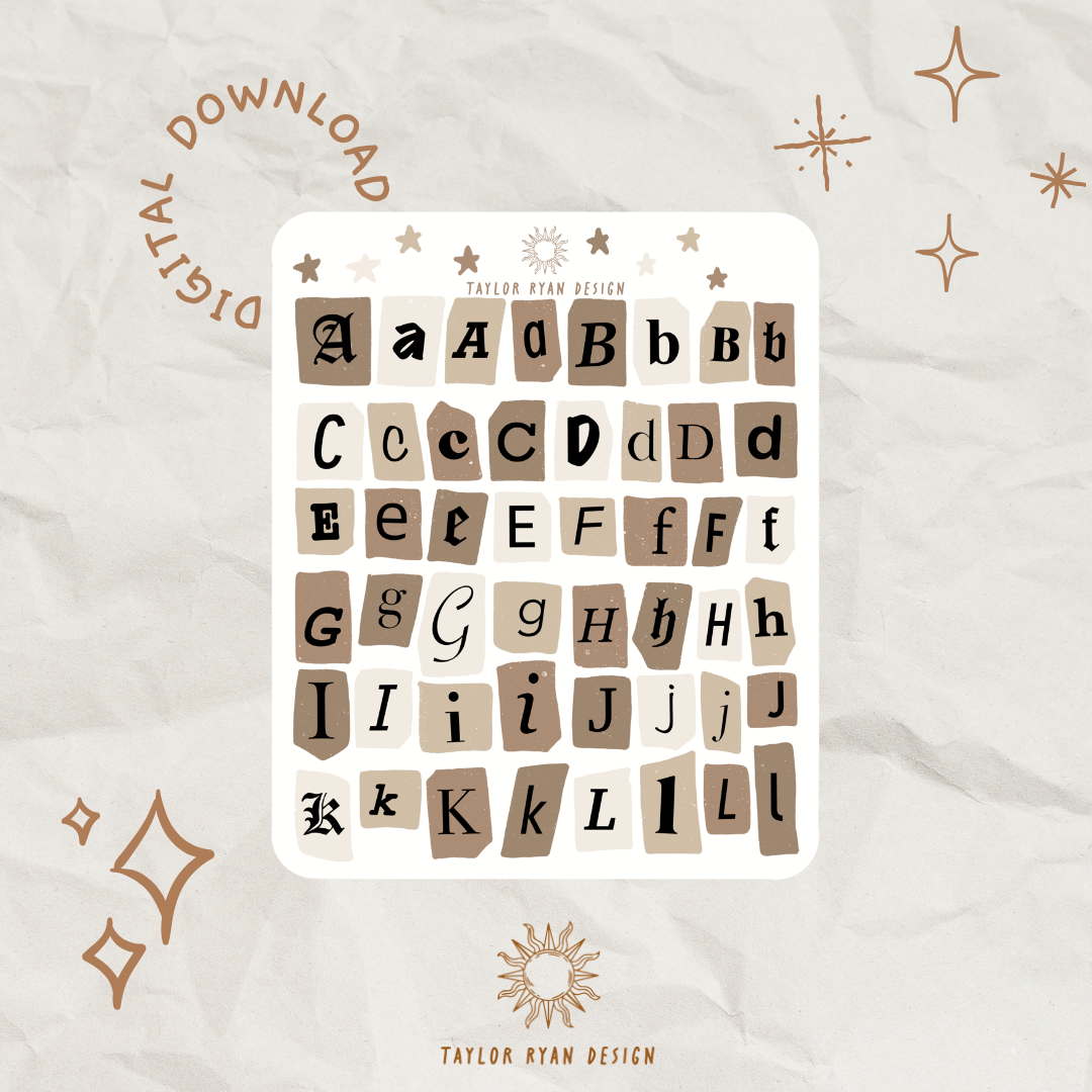 *PRINTABLE* Advent Journal Letters Sticker Sheet (no Cricut file)