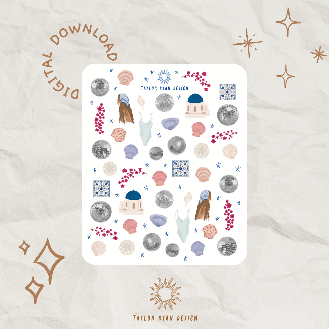 *PRINTABLE* Mini Disco Summer Sticker Sheet