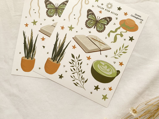 Green Cottagecore Sticker Sheet