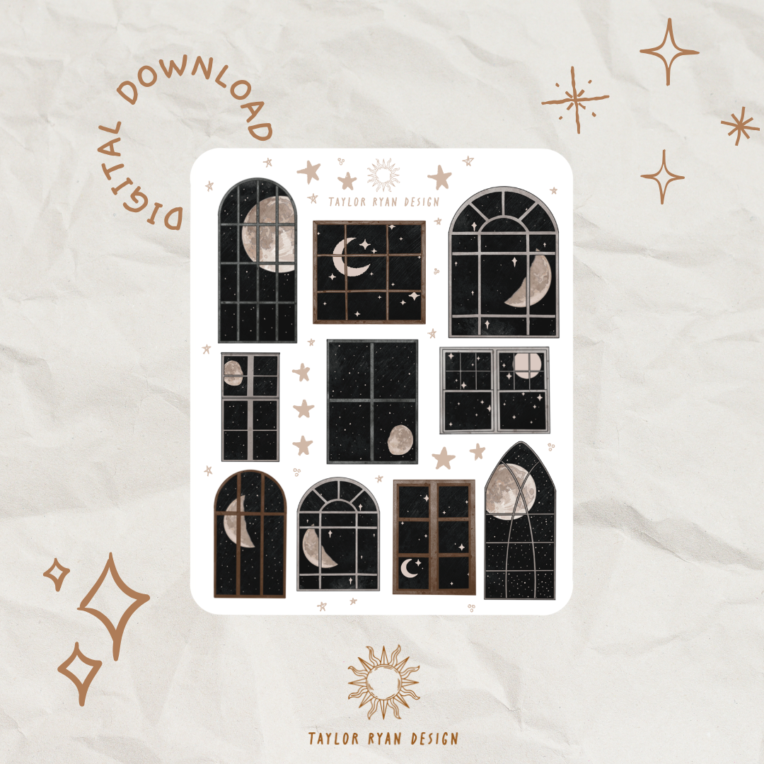 *PRINTABLE* Starry Night Windows Sticker Sheet