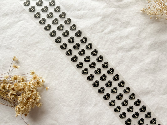 Black Heart Letters & Numbers PET Tape (PRE-CUT)