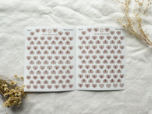 Heart Letters Sticker Sheets (slightly different colors from previous version)