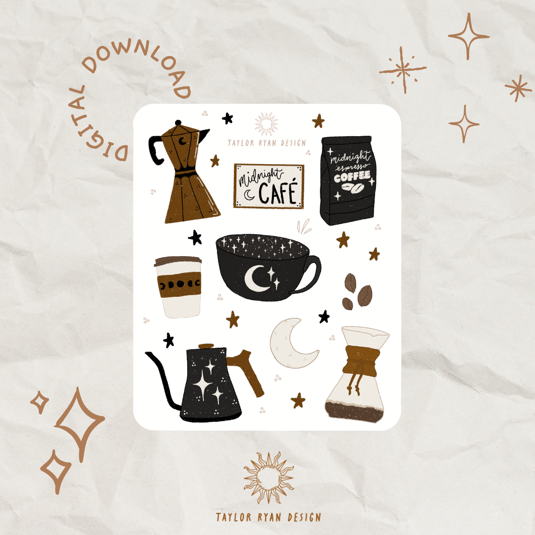 *PRINTABLE* Midnight Espresso Sticker Sheet