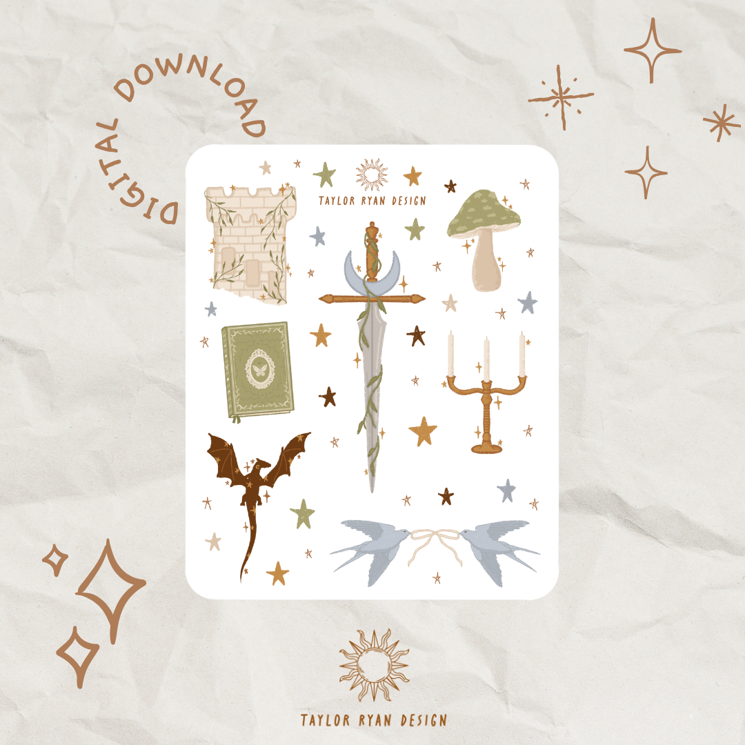 *PRINTABLE* Fantasy Reader Sticker Sheet