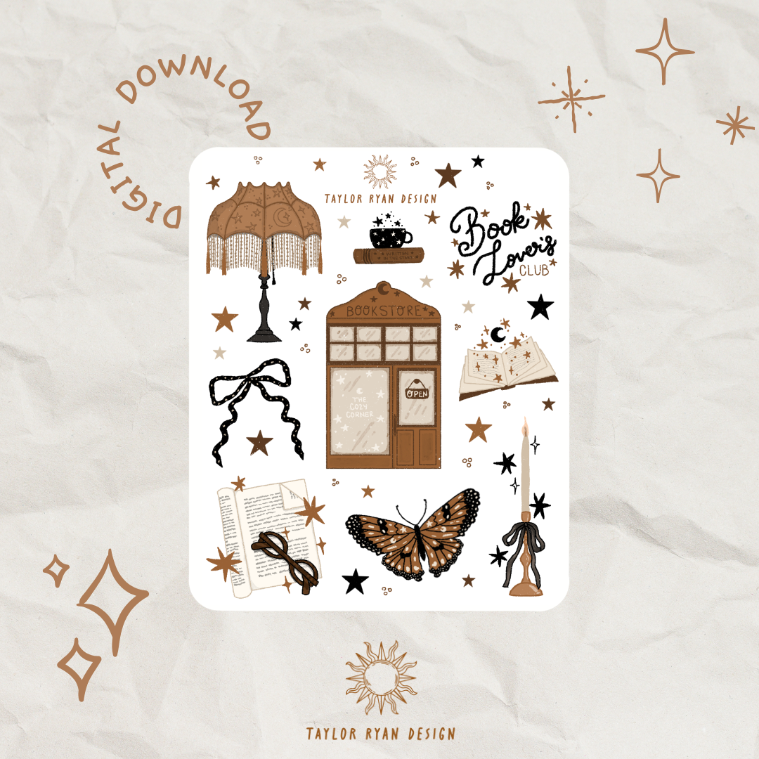 *PRINTABLE* Whimsical Bookstore Sticker Sheet