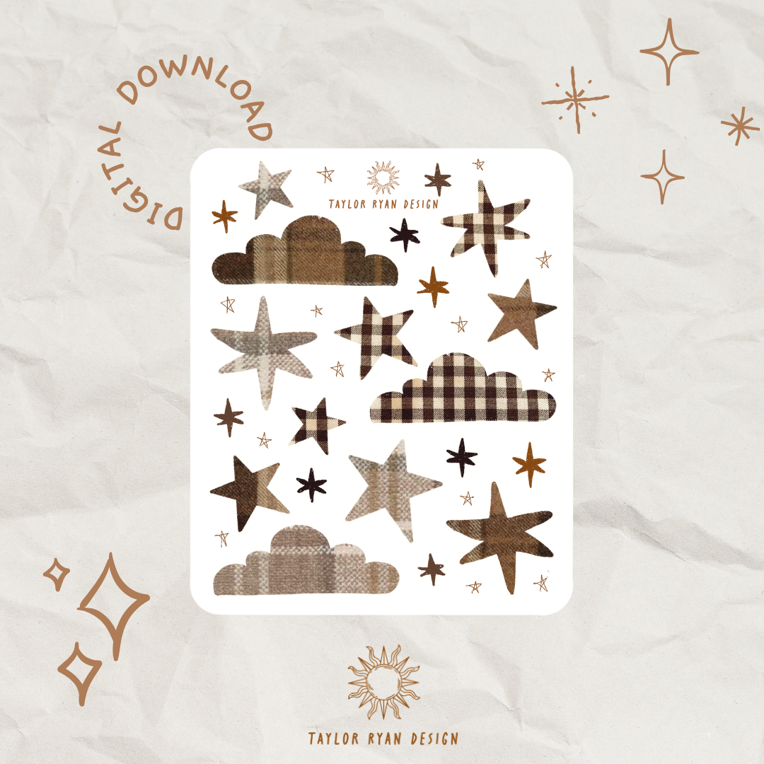 *PRINTABLE* Flannel Clouds Sticker Sheet