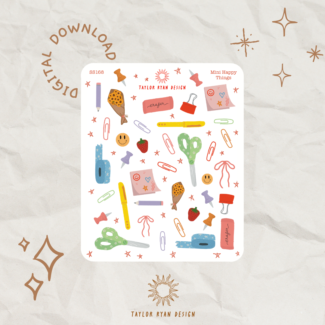 *PRINTABLE* Mini Happy Things Sticker Sheet β Taylor Ryan Design