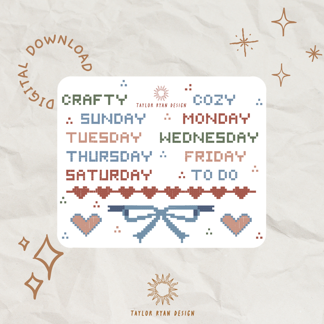 *PRINTABLE* Cross Stitch Days Sticker Sheet