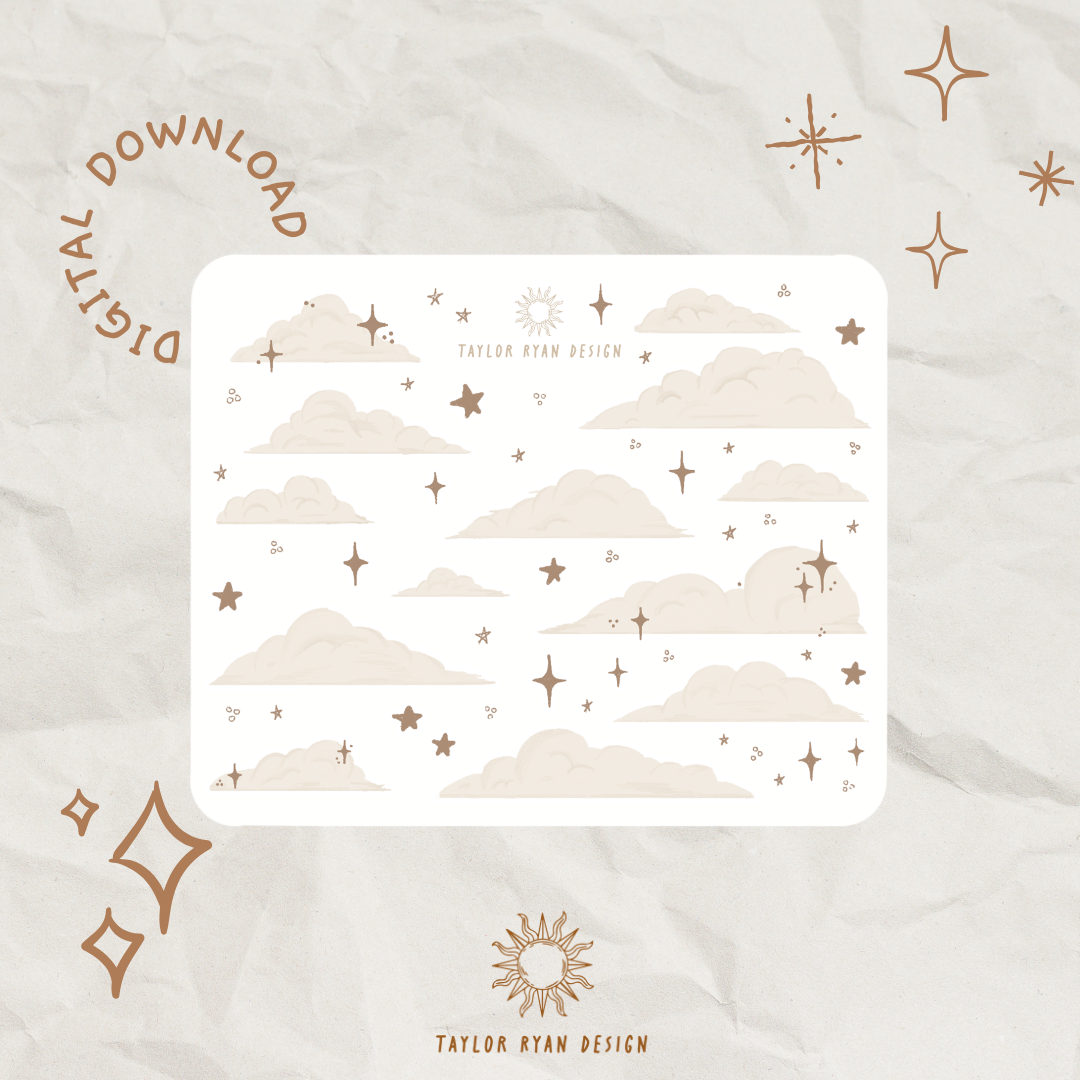 *PRINTABLE* Clouds Sticker Sheet