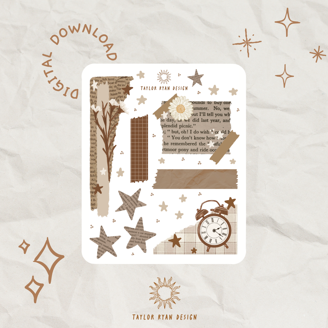 *PRINTABLE* Neutral Mini Collages Sticker Sheet