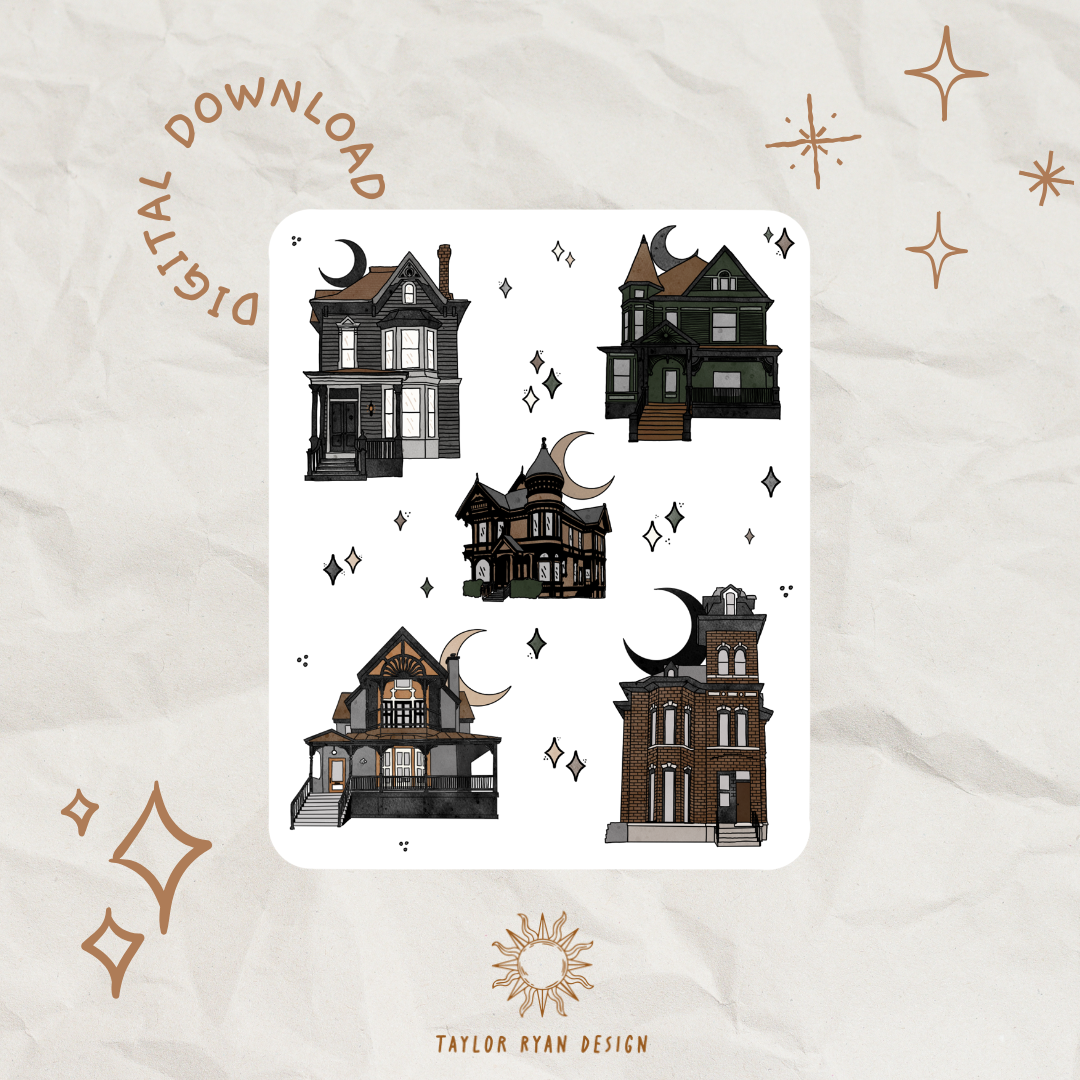 *PRINTABLE* Victorian Homes in Color Sticker Sheet