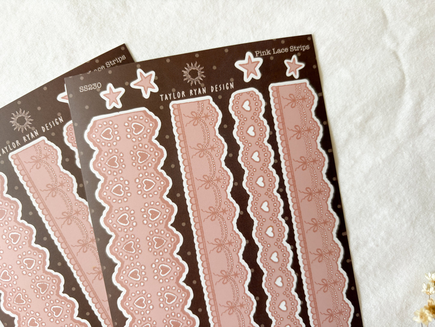 Pink Lace Strips Sticker Sheet