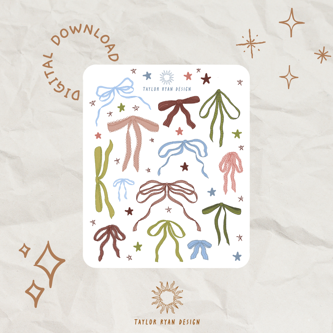 *PRINTABLE* Bows II Sticker Sheet – Taylor Ryan Design
