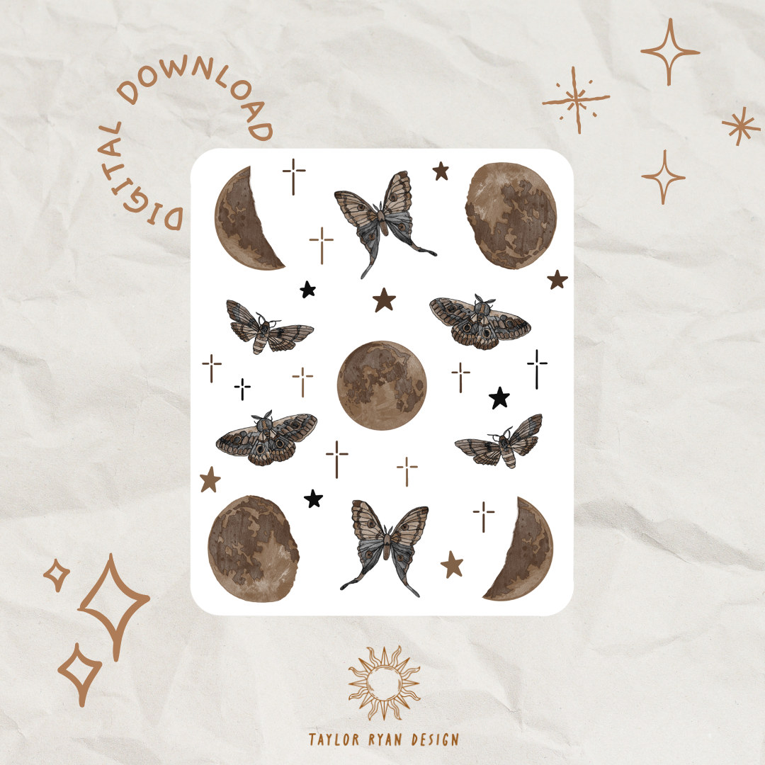 *PRINTABLE* Dark Moons & Moths Sticker Sheet