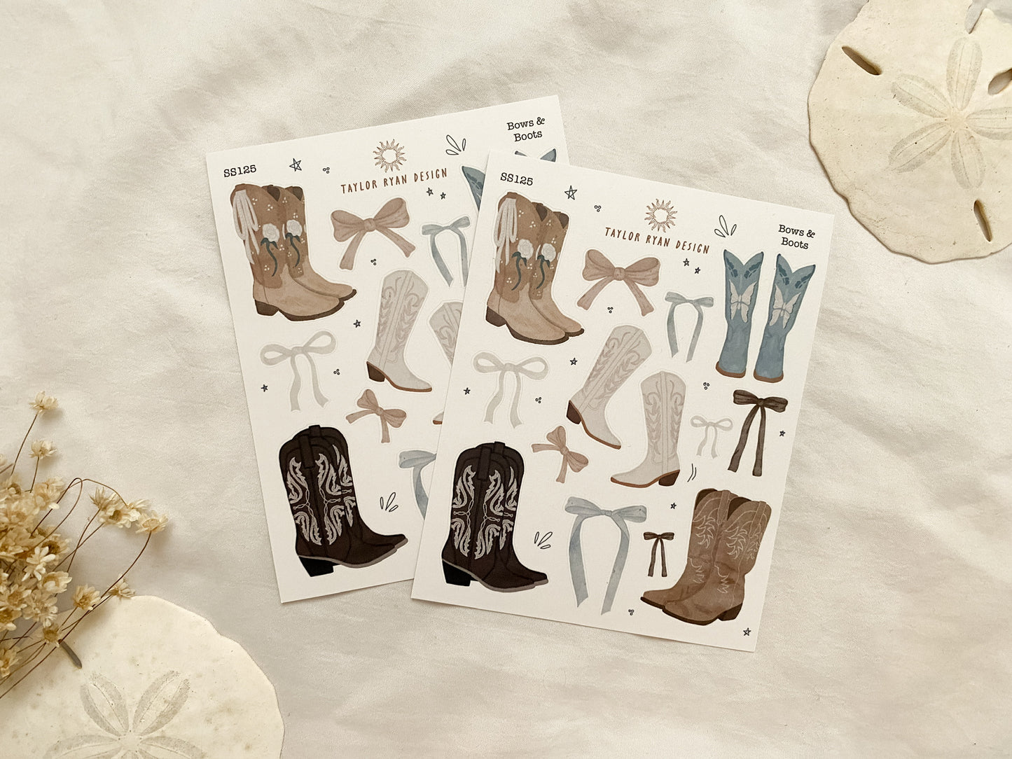 Bows & Boots Sticker Sheet