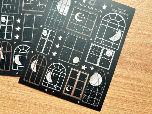 Starry Night Windows Sticker Sheet