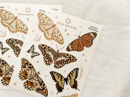 Neutral Butterflies Sticker Sheet