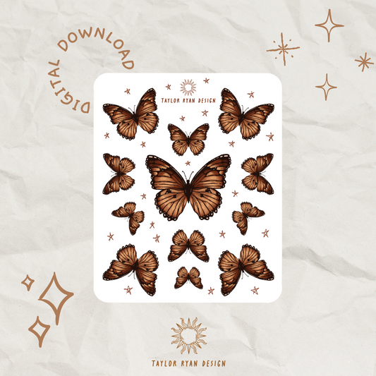 *PRINTABLE* Soft Butterflies Sticker Sheet