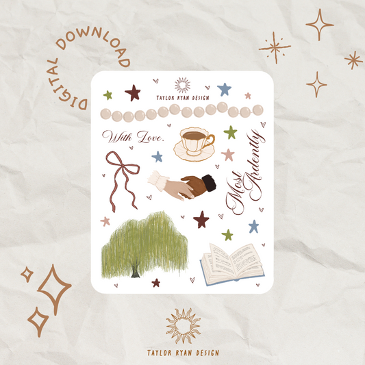 *PRINTABLE* Literary Romance Sticker Sheet
