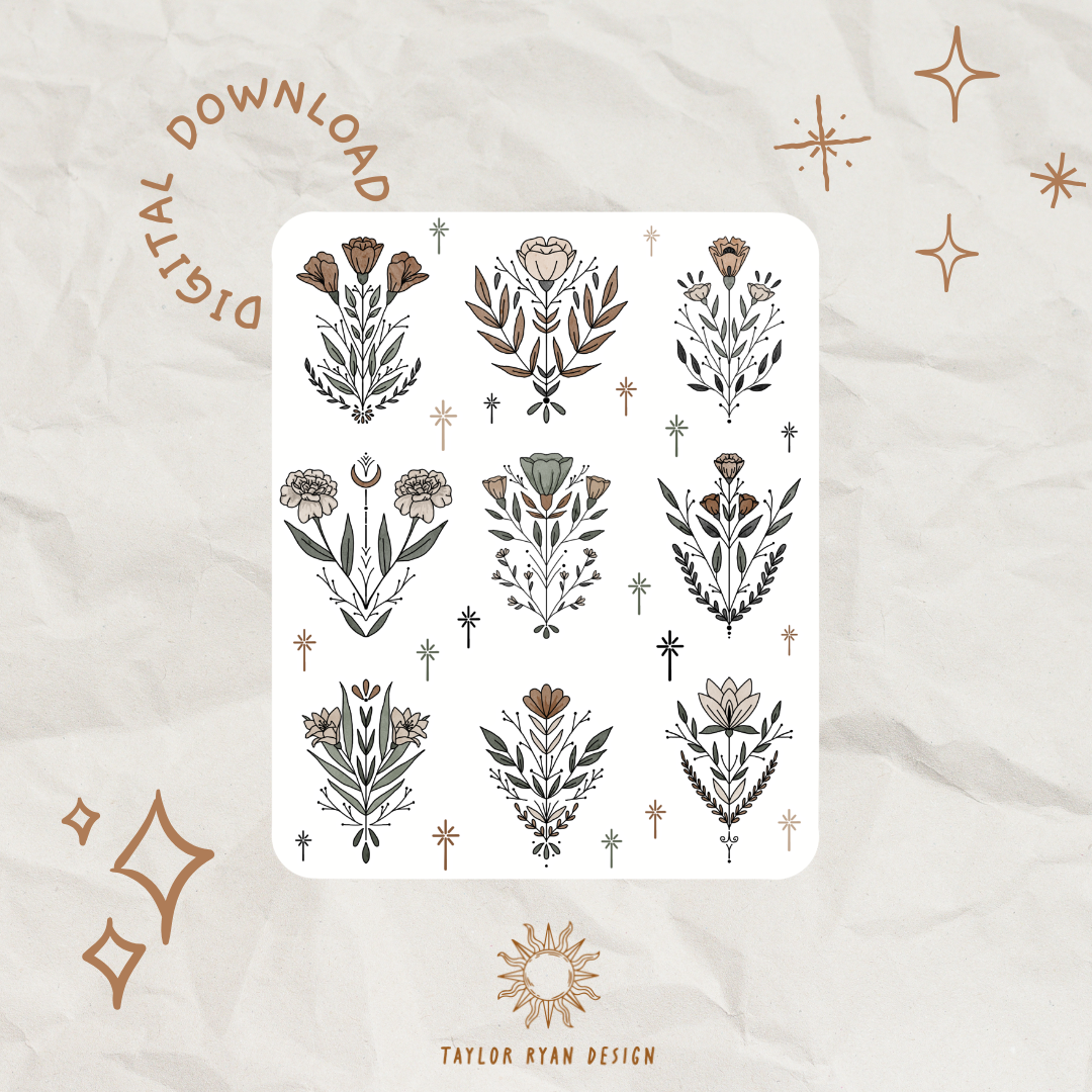 *PRINTABLE* Symmetrical Florals Sticker Sheet