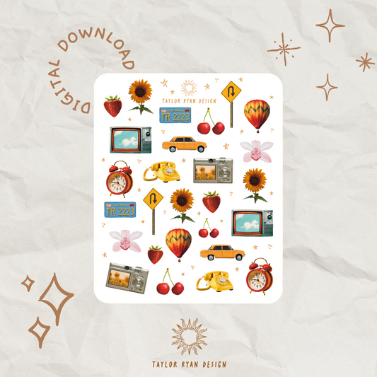 *PRINTABLE* Mini Summer Scrapbook Sticker Sheet