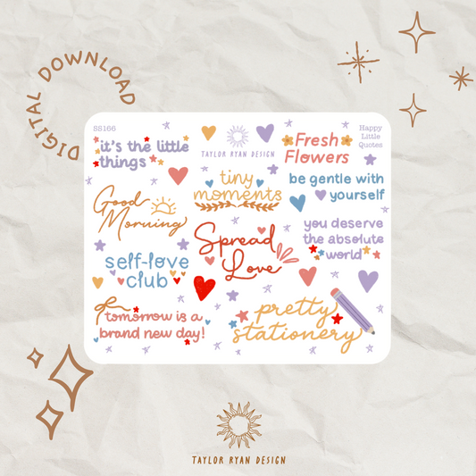 *PRINTABLE* Happy Little Quotes Sticker Sheet