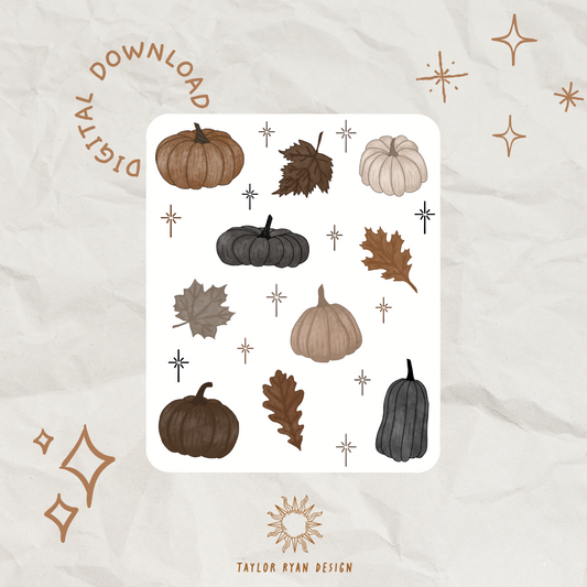 *PRINTABLE* Pumpkins & Leaves Sticker Sheet