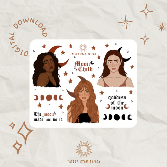 *PRINTABLE* Lunar Girls II Sticker Sheet