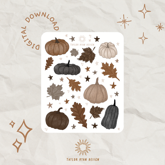 *PRINTABLE* Pumpkins & Leaves Sticker Sheet