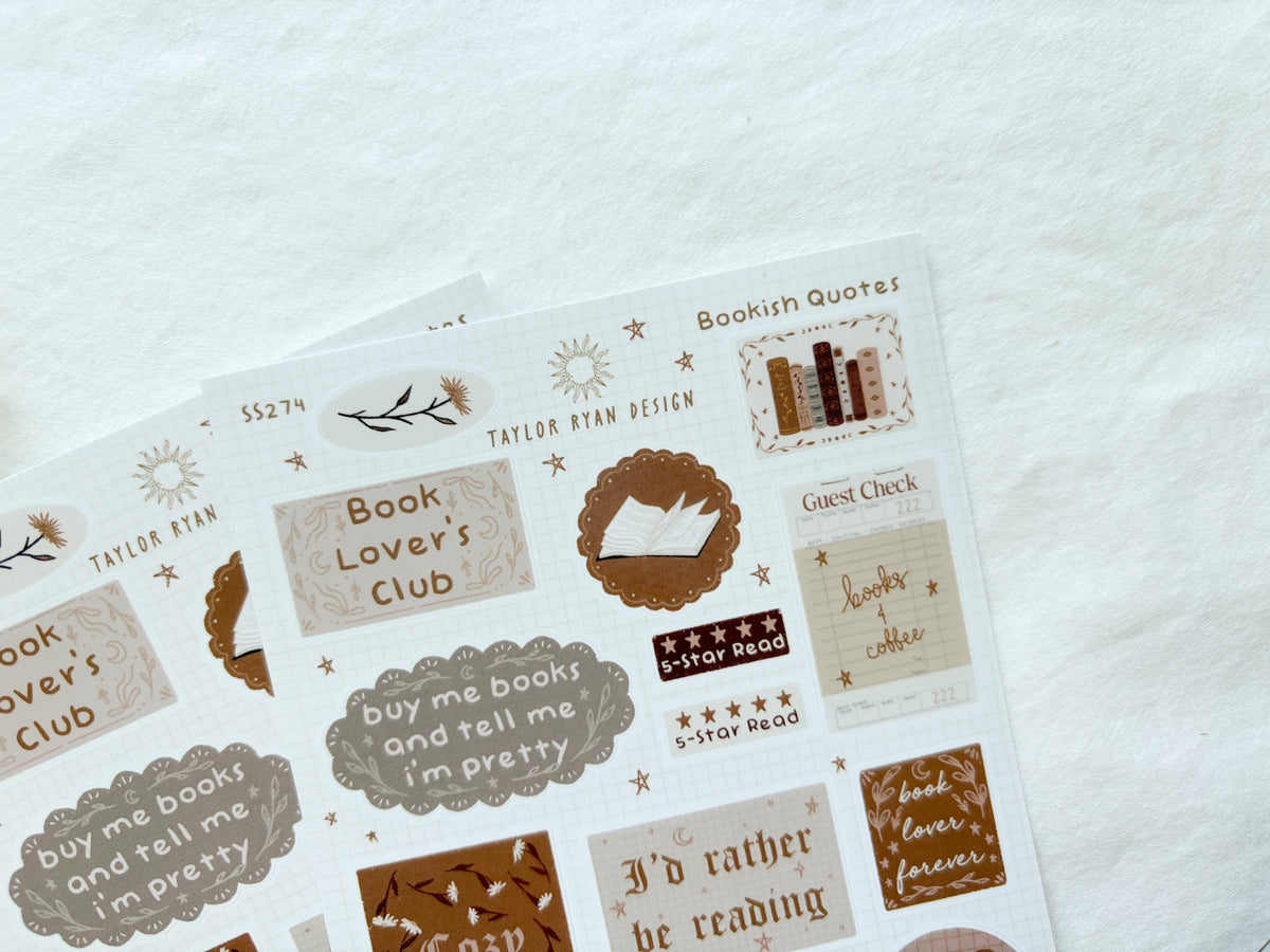 Bookish Quotes Sticker Sheet