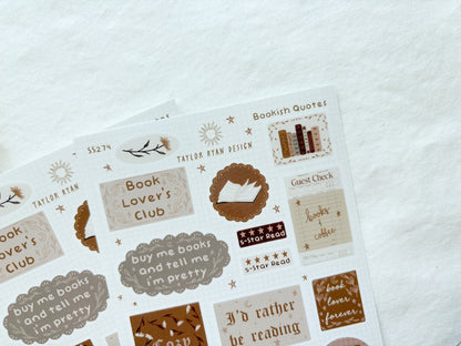 Bookish Quotes Sticker Sheet