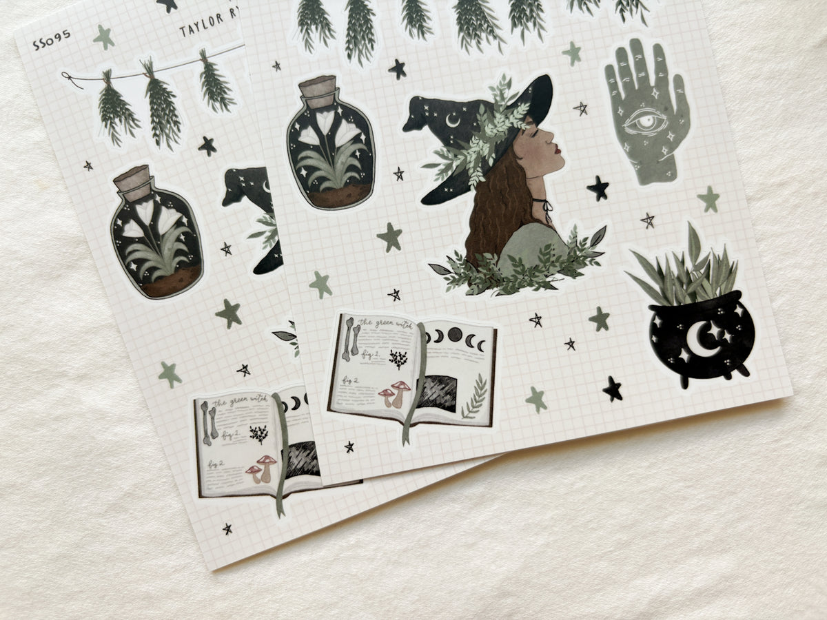 Green Witch Sticker Sheet
