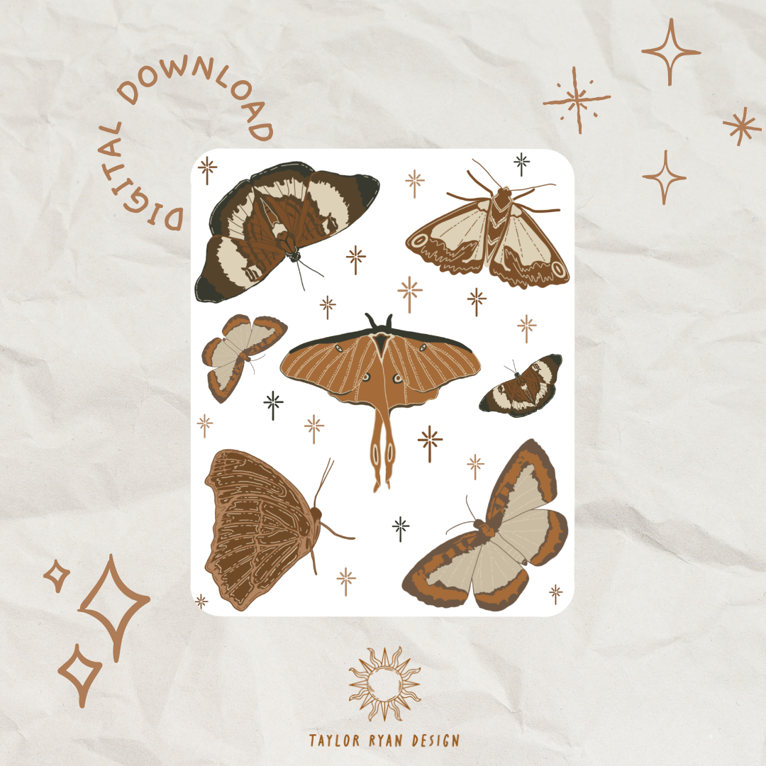 *PRINTABLE* Neutral Moths Sticker Sheet