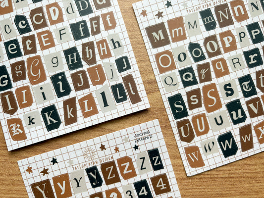 Journal Letters Sticker Sheets