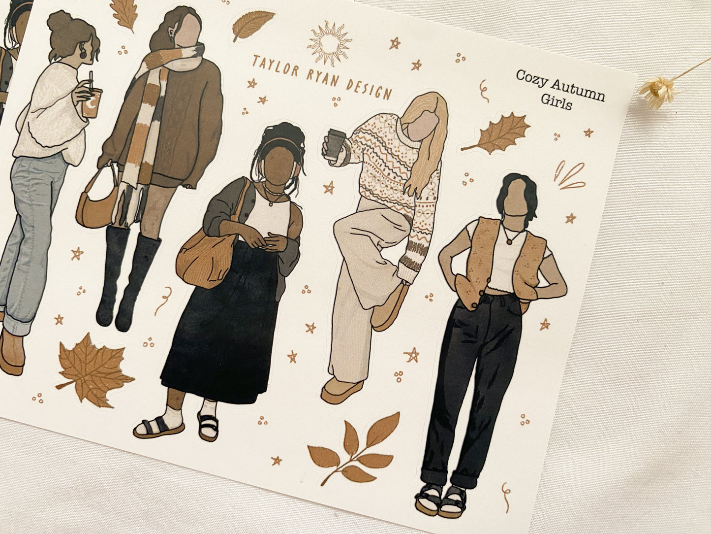 Cozy Autumn Girls Sticker Sheet