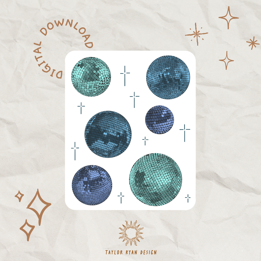 Blue Disc Sticker *PRINTABLE* Blue Disco Sticker Sheet – Taylor Ryan Design