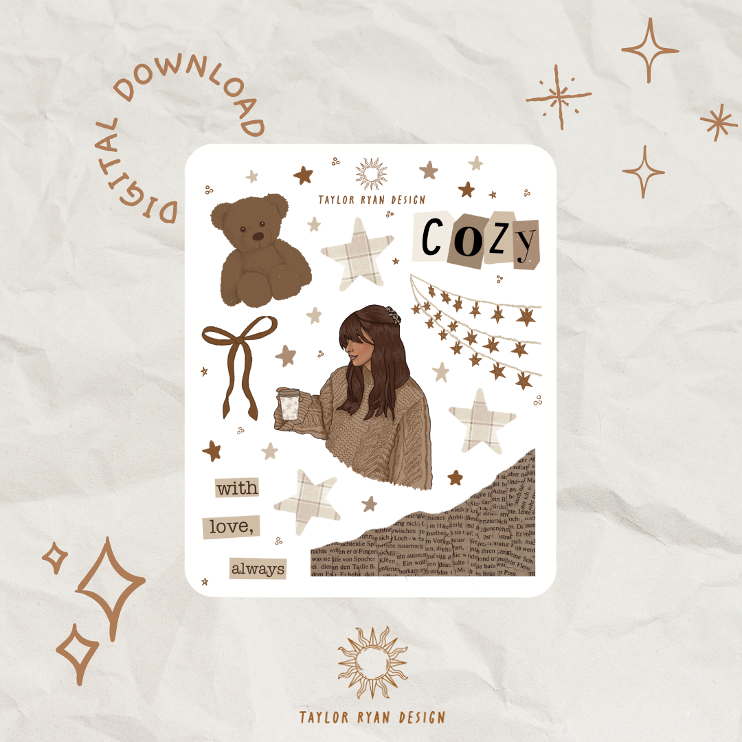 *PRINTABLE* Cozy Collage Sticker Sheet – Taylor Ryan Design