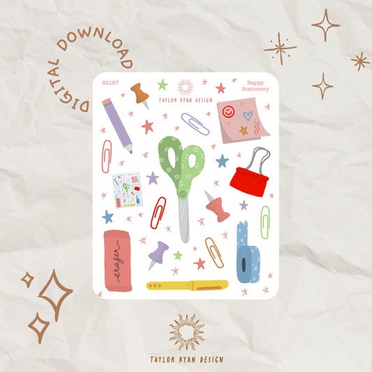*PRINTABLE* Happy Stationery Sticker Sheet